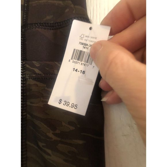 Gap Teen Girls Active Ankle Leggings Camo Green Side Pockets Size 14-16 NWT - Picture 5 of 7